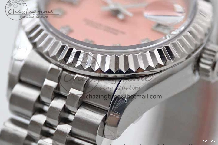 MiroTime 0404 HighPerformance Lady DateJust 28 SS TWF 1:1 Best Edition 904L Steel Pink Dial Diam Markers on President Bracelet NH 2179